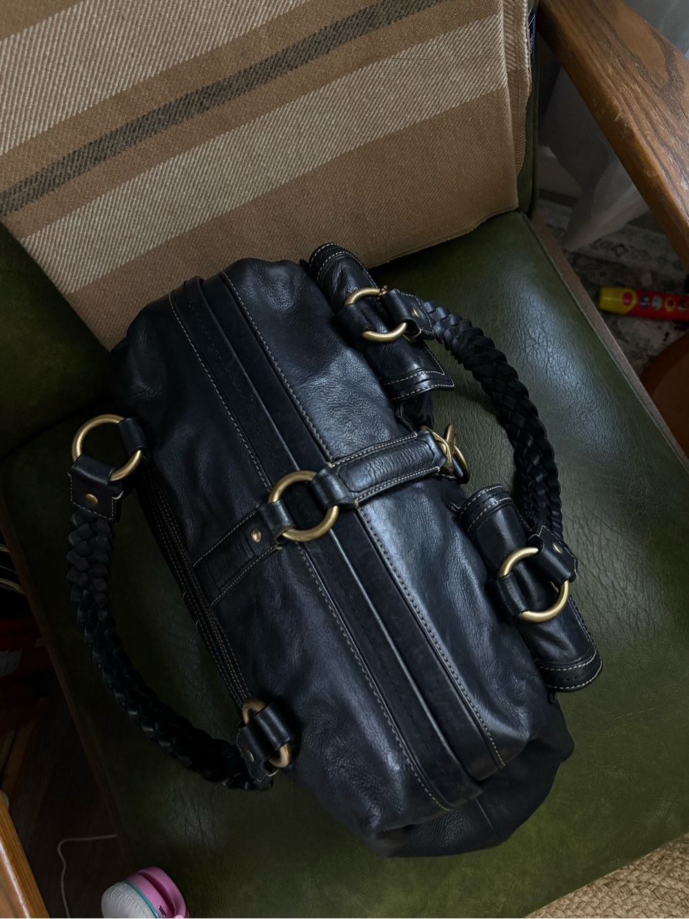 COACH Y2K BLACK VACHETTA LEATHER LG DAPHNE DOCTOR SATCHEL TOTE BAG 3569 black - Picture 4 of 16